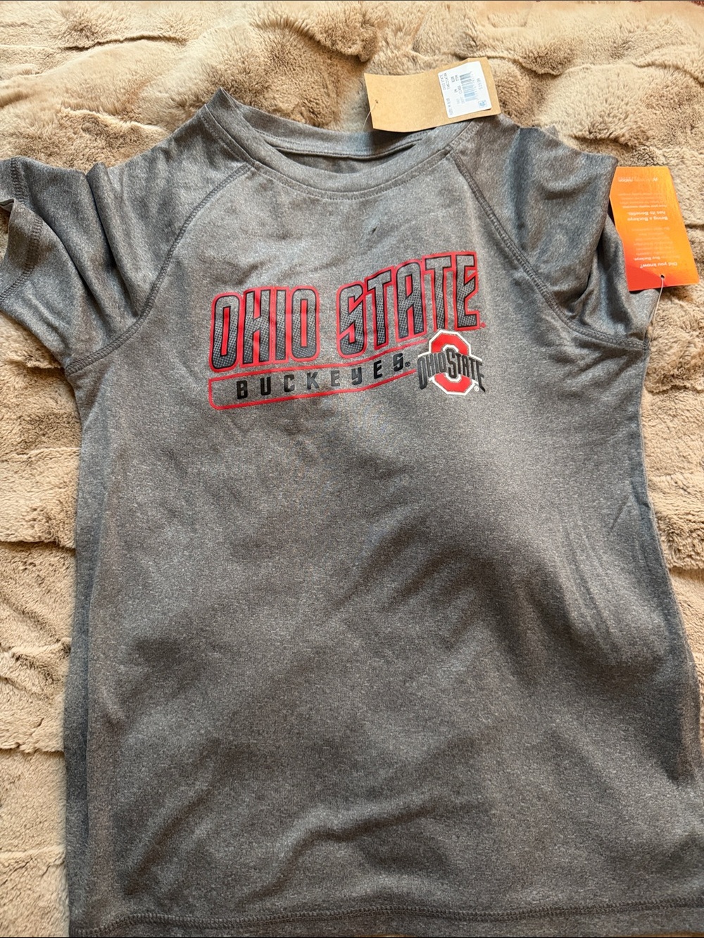 Rivalry Threads Gray Ohio State Buckeyes Short-Sleeve Tee with Red Logo